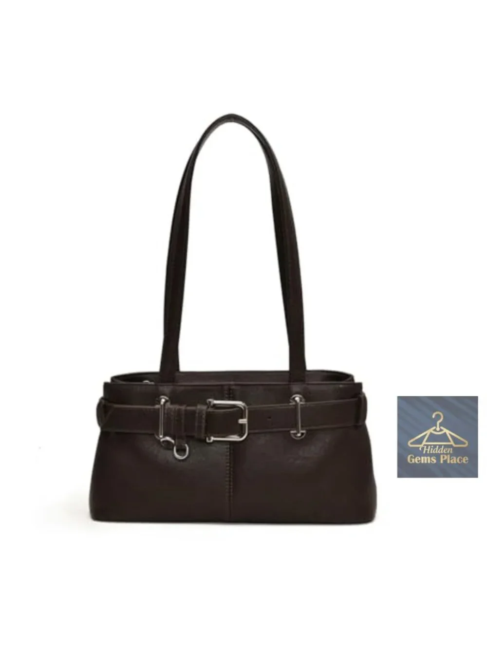 Vintage Y2K Hobo Purse with Belt Buckle Small PU Leather Underarm Satchel